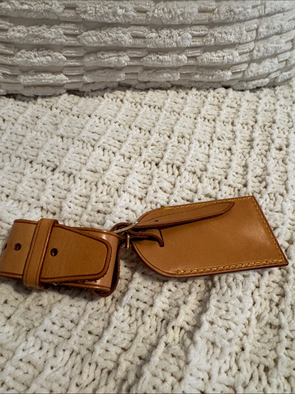 Louis Vuitton Brown Leather Luggage Tag with Poignet
